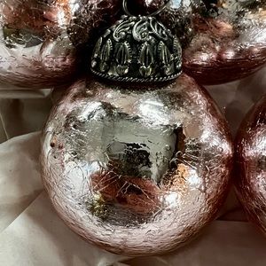 Pier 1 Pink/Blush and Antique Silver Christmas Ornaments